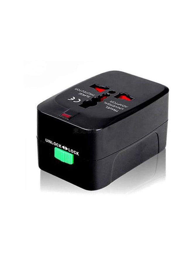 FlashHawk Universal Travel Adapter with 2 USB Ports Black  - Image 1