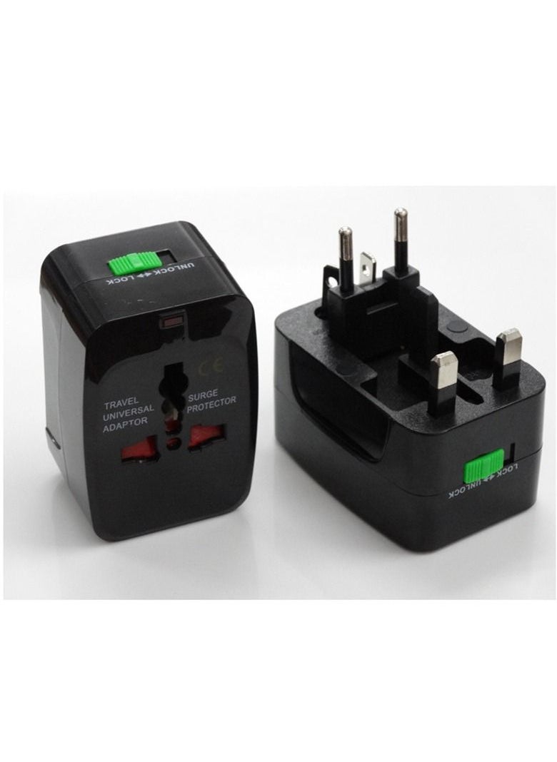 FlashHawk Universal Travel Adapter with 2 USB Ports Black  - Image 3