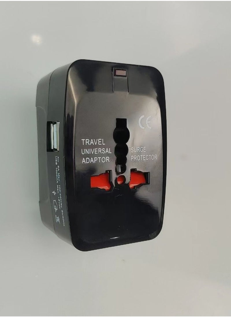 FlashHawk Universal Travel Adapter with 2 USB Ports Black  - Image 4