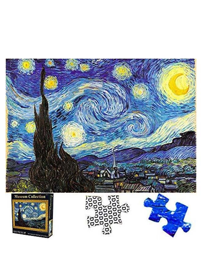 لعبة أحجية تركيب الصور بشكل اللوحة الفنية ستاري نايت، للفنان  فينسنت فان جوخ - 1000 قطعة 70 x 50سم - Image 3