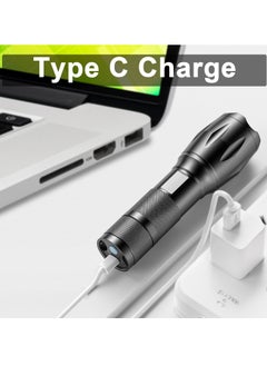 Viedouce Flashlight, Ultra-Bright LED Flashlights Rechargeable 3 Modes Zoomable with 10000 Lumens for Camping Hiking Outdoor Waterproof Handheld Torch LED Tactical Rechargable Type-C Torchlight  - Image 3