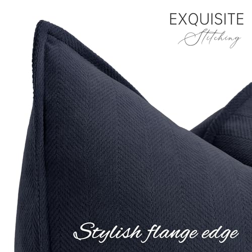 ZWJD Navy Pillow Covers 18x18 Set of 2 Chenille Throw Pillow Covers with Elegant Design Soft and Luxurious Decorative Throw Pillows for Couch Bed and Home Decor - Image 3