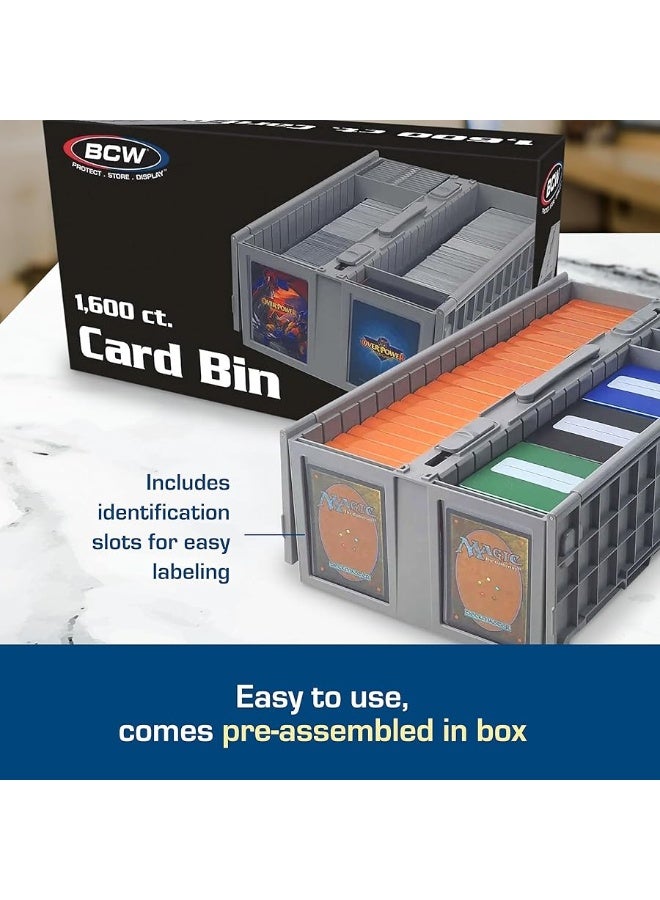 BCW Collectible Card Bin - Holds up to 1600 Cards - Single Gray | Large Card Storage Box for Loose Trading Cards | Pokemon, MTG, and Sports Card Storage Boxes | Plastic Sorting Card Box - Image 1