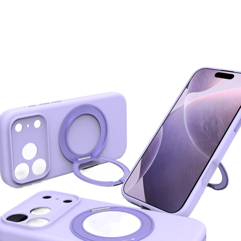 Silicone MagSafe Case for iPhone 16 / 16 Plus / 16 Pro / 16 Pro Max with Drop Protection and Kickstand plus Shockproof plus Strong Magnetic plus 360 Rotating Kickstand in Antique White - Image 2
