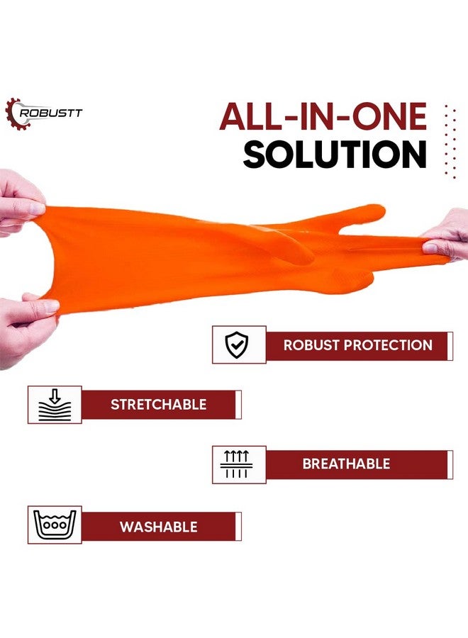 ROBUSTT Robustt Premium Orange Rubber Cleaning Gloves | Reusable Gloves for Cleaning | Chemicals & Detergents Resistant | Pack of 5 |Heavy Duty Hand Gloves|Hand Gloves for Dish Washing, Gardening & Cleaning - Image 5