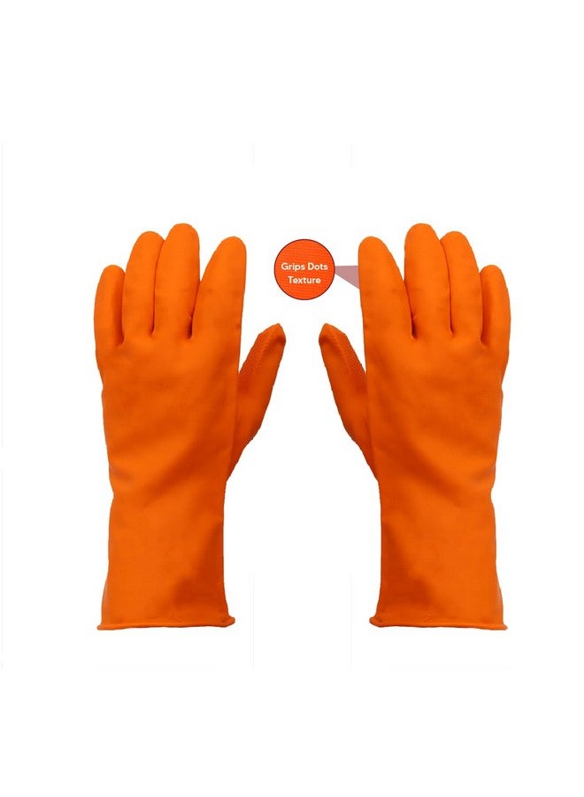 ROBUSTT Robustt Premium Orange Rubber Cleaning Gloves | Reusable Gloves for Cleaning | Chemicals & Detergents Resistant | Pack of 5 |Heavy Duty Hand Gloves|Hand Gloves for Dish Washing, Gardening & Cleaning - Image 2