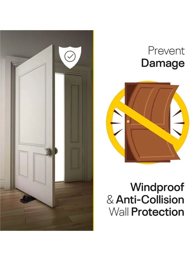 ihomeshop Door Stoppers, 4 Pack Premium Rubber Stoppers Wedge, Stops for Carpet Heavy Duty Door, Bottom of on Tile, Concrete, Carpet, Wooden Floor (Black) - Image 2