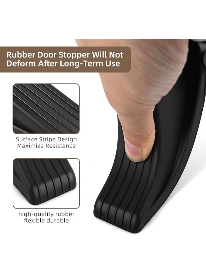 ihomeshop Door Stoppers, 4 Pack Premium Rubber Stoppers Wedge, Stops for Carpet Heavy Duty Door, Bottom of on Tile, Concrete, Carpet, Wooden Floor (Black) - Image 4