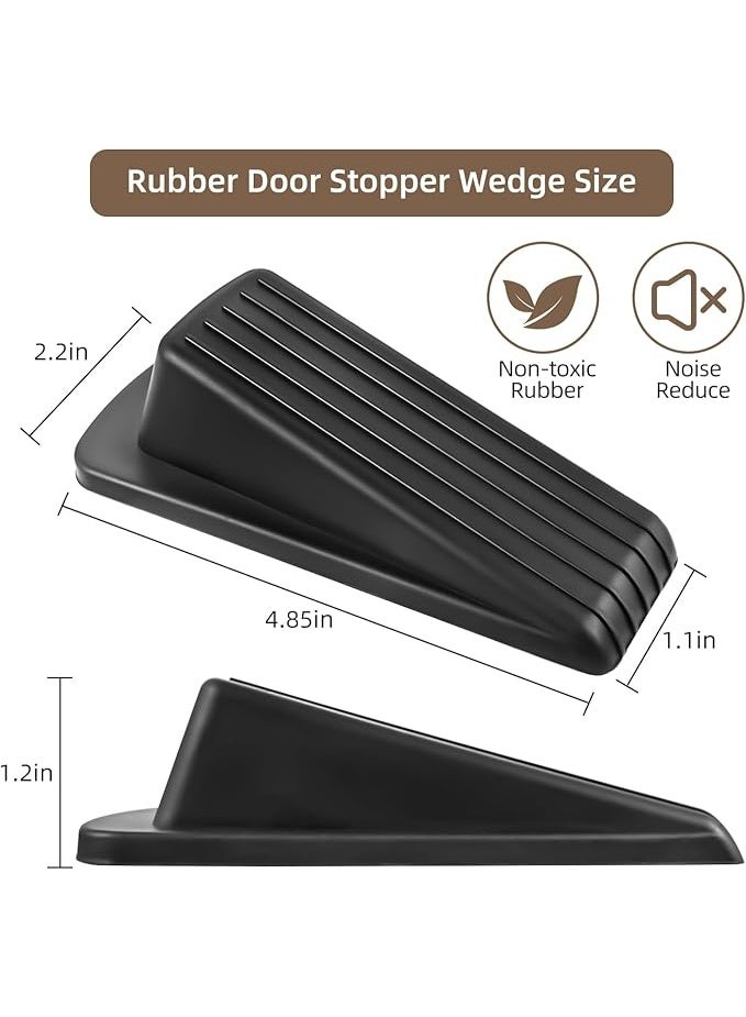 ihomeshop Door Stoppers, 4 Pack Premium Rubber Stoppers Wedge, Stops for Carpet Heavy Duty Door, Bottom of on Tile, Concrete, Carpet, Wooden Floor (Black) - Image 5