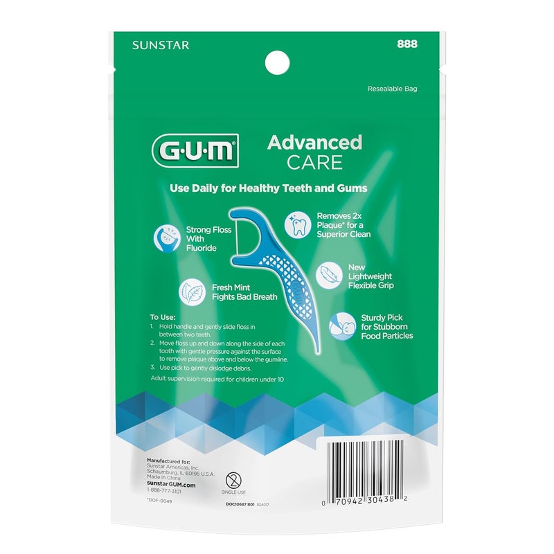 GUM Advanced Care Floss Picks with Vitamin E and Fluoride - 90 Count Dental Flossers for Adults - Image 3