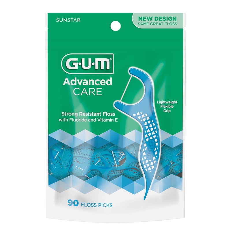 GUM Advanced Care Floss Picks with Vitamin E and Fluoride - 90 Count Dental Flossers for Adults - Image 2