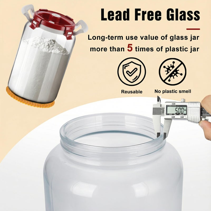 LIFEHIM Premium 2.6 Gallon Glass Flour Storage Container with Airtight Lid - Large 13 lb Capacity, BPA-Free Canister for Flour, Sugar, Rice & Pantry Organization - Image 4