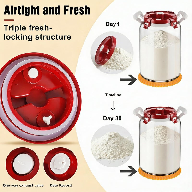 LIFEHIM Premium 2.6 Gallon Glass Flour Storage Container with Airtight Lid - Large 13 lb Capacity, BPA-Free Canister for Flour, Sugar, Rice & Pantry Organization - Image 5