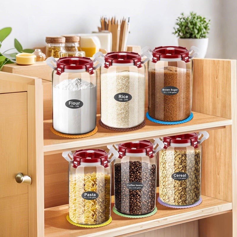 LIFEHIM Premium 2.6 Gallon Glass Flour Storage Container with Airtight Lid - Large 13 lb Capacity, BPA-Free Canister for Flour, Sugar, Rice & Pantry Organization - Image 2