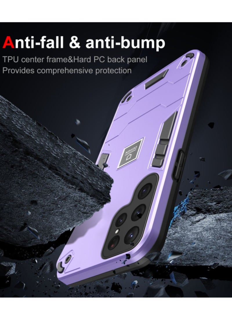 Zaboon For Samsung Galaxy S23 Ultra 5G 2 in 1 Shockproof Phone Case(Purple)  - Image 3