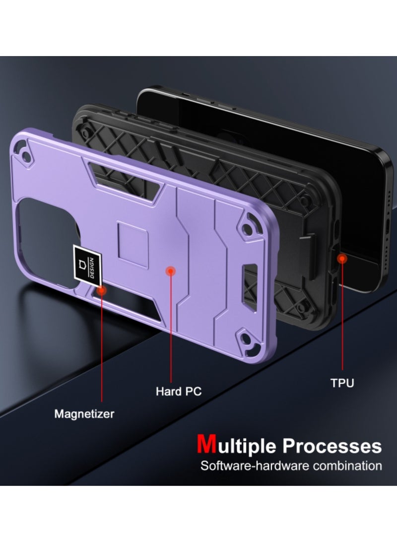 Zaboon For Samsung Galaxy S23 Ultra 5G 2 in 1 Shockproof Phone Case(Purple)  - Image 5