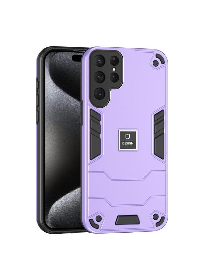 Zaboon For Samsung Galaxy S23 Ultra 5G 2 in 1 Shockproof Phone Case(Purple)  - Image 1