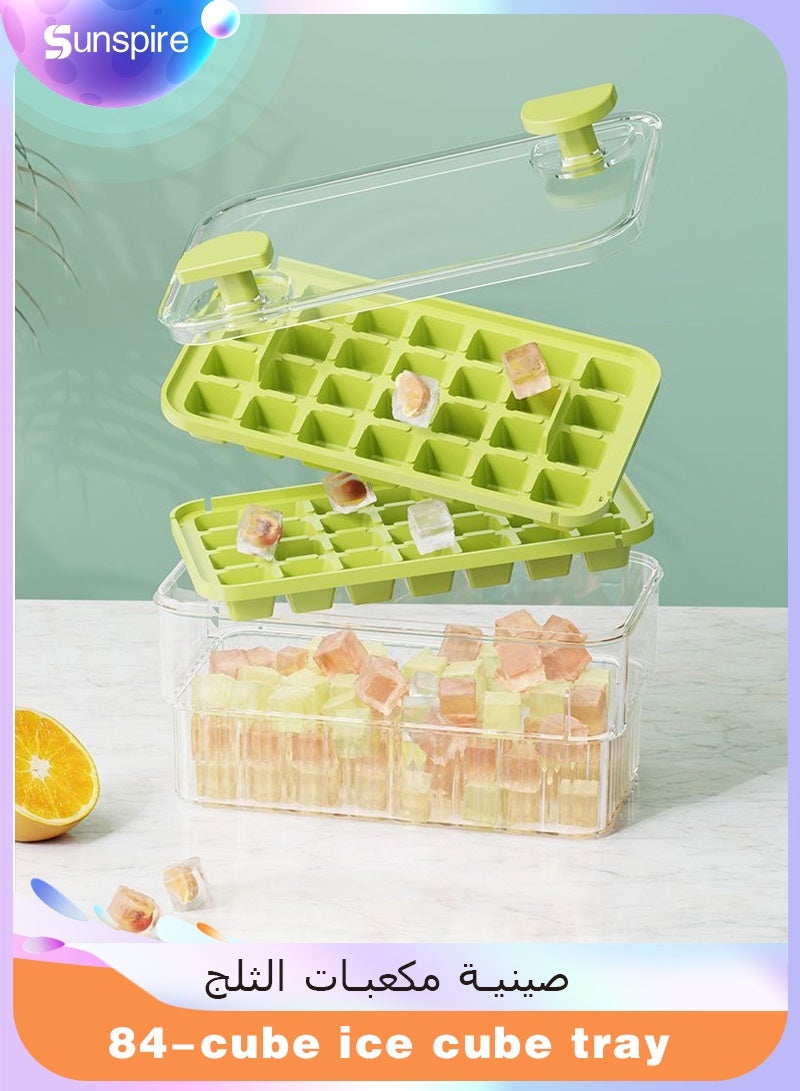 Sunspire Ice cube tray with lid and ice storage compartment. Three trays simultaneously produce 84 ice cubes. One-touch release for effortless ice extraction. Includes ice scoop. - Image 1