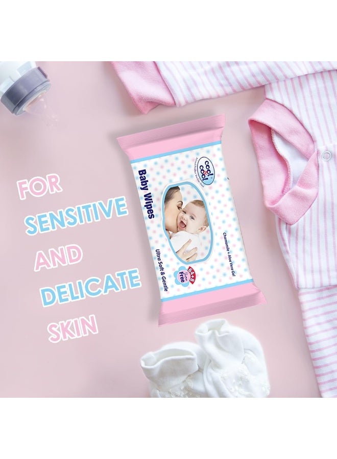Cool & Cool Baby Wipes 64's + 8 Free Alcohol Free, Paraben Free, Vitamin E, Aloe Vera, Ultra Soft And Gentle for Sensitive and Delicate Skin - Image 4