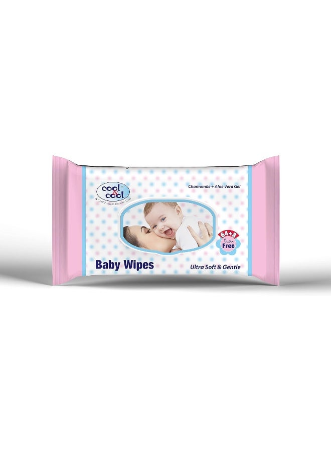 Cool & Cool Baby Wipes 64's + 8 Free Alcohol Free, Paraben Free, Vitamin E, Aloe Vera, Ultra Soft And Gentle for Sensitive and Delicate Skin - Image 1