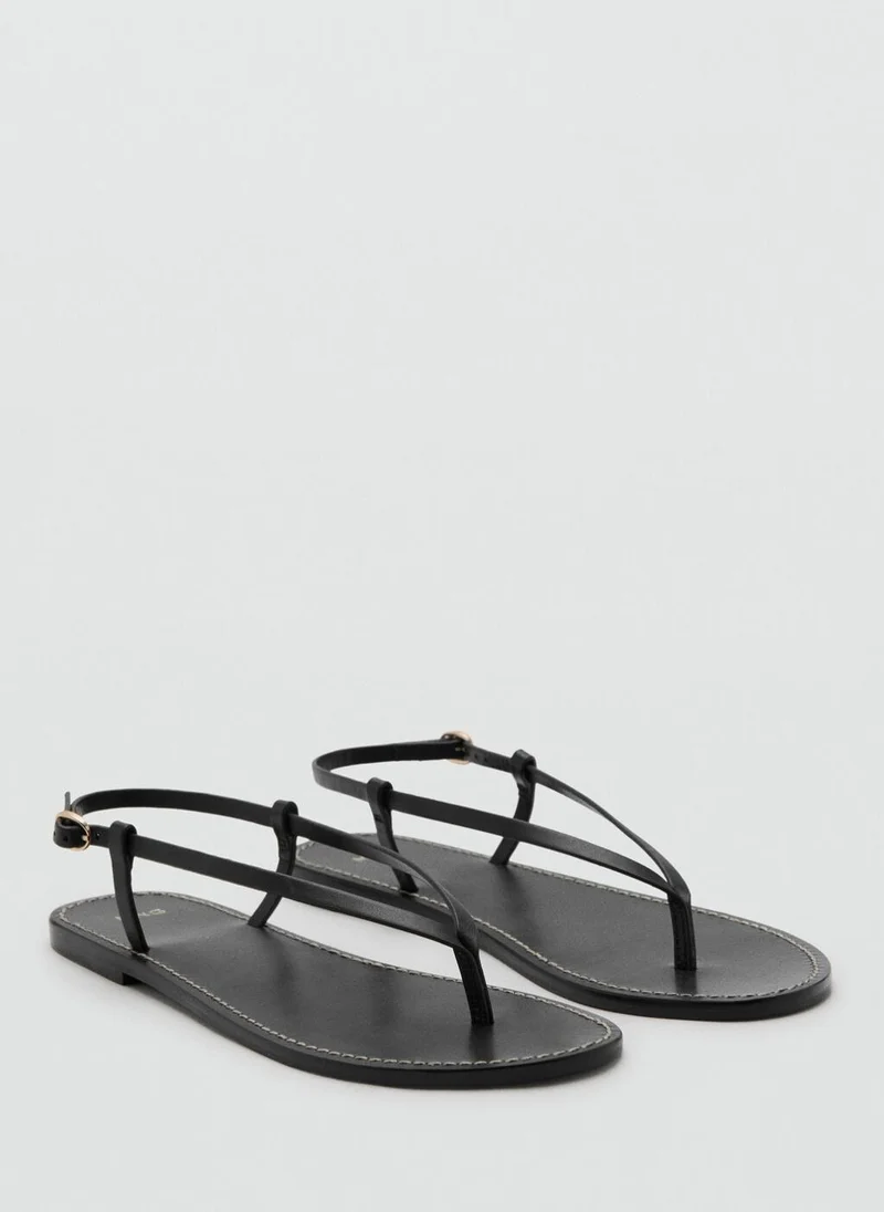 مانجو Leather Sandals With A Wide Strap