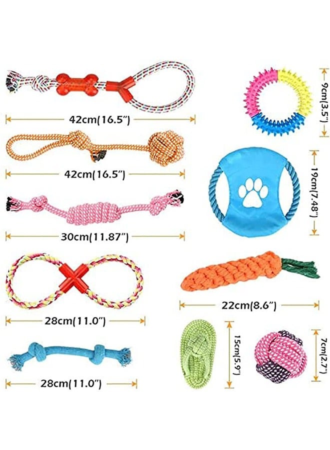 Generic Dog Chew Toys, 10pcs Durable Puppy Dog Rope Teething Training Set, with Knots Natural Cotton Chew Boredom Rope Ball Interactive Dog Toys Indestructible Gift Set (10PCS) - Image 2