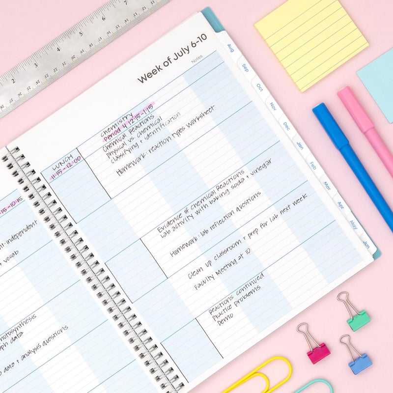 Blue Sky 2026-2027 Weekly and Monthly Academic Year Teacher Lesson Planner Calendar, July 2026 - June 2027, 8.5" x 11", Clear Pocket Cover, Wirebound, Laminated Tabs, Storage Pocket, Dots - Image 2
