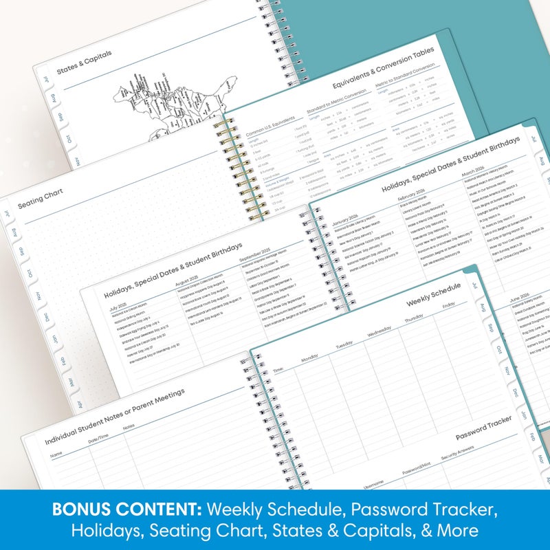 Blue Sky 2026-2027 Weekly and Monthly Academic Year Teacher Lesson Planner Calendar, July 2026 - June 2027, 8.5" x 11", Clear Pocket Cover, Wirebound, Laminated Tabs, Storage Pocket, Dots - Image 5