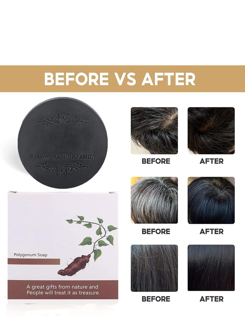 Generic 100g Polygonum Multiflorum Shampoo Soap, Black and Thick Hair Polygonum Bar, He Shou Wu Shampoo Soap, Natural Polygonum Hair Soap, Promotes Hair Growth and Prevents Hair Loss (1PCS)  - Image 5