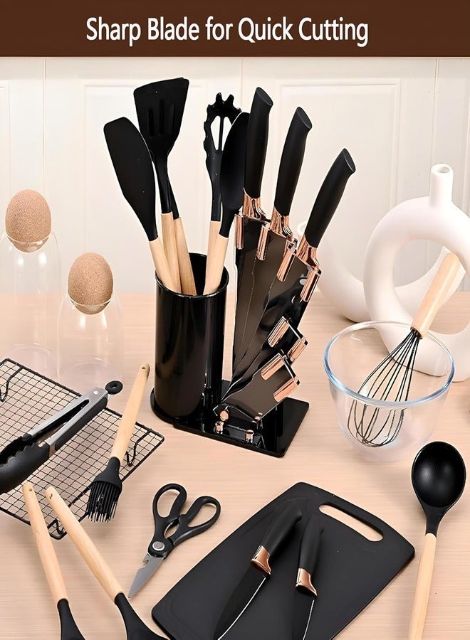 ELTRAZONE Silicone Utensil Set 19 PCS – Non-Stick Heat Resistant Kitchen Tools with Wooden Handles | Premium Silicone Cooking Set for All Cooktops - Image 5