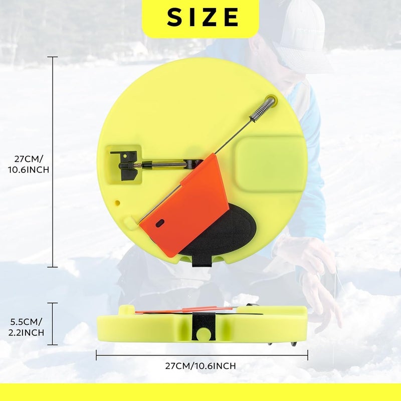 sf. Ice Fishing Tip-Up Foldable with Orange Pole Flags/10.6'' Freeze-Proof Thermal Ice Fishing Accessories with Orange Pole Flags, Built-in Storage - Image 2