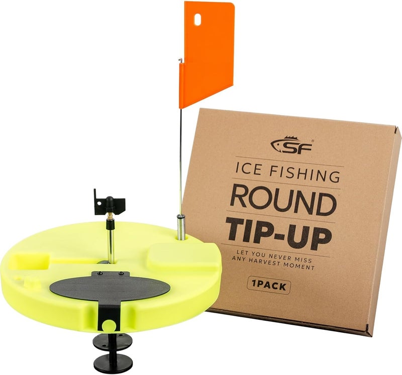 sf. Ice Fishing Tip-Up Foldable with Orange Pole Flags/10.6'' Freeze-Proof Thermal Ice Fishing Accessories with Orange Pole Flags, Built-in Storage - Image 1