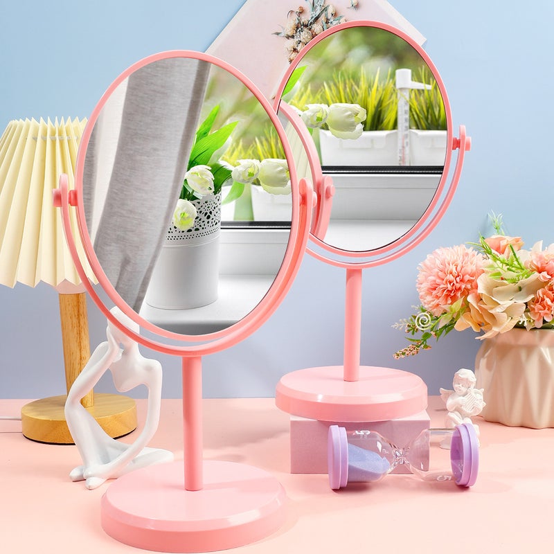 Desktop Makeup Mirror Girls Mirror Dresser Makeup Mirror Rotatable Princess Mirror Plastic Small Mirror - Image 3