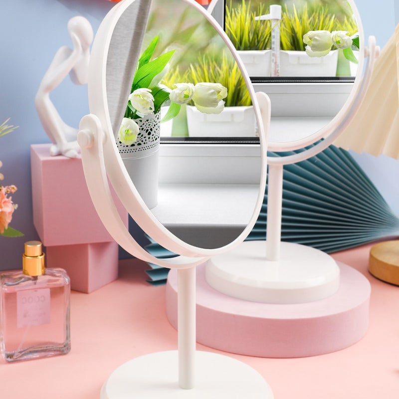 Desktop Makeup Mirror Girls Mirror Dresser Makeup Mirror Rotatable Princess Mirror Plastic Small Mirror - Image 1