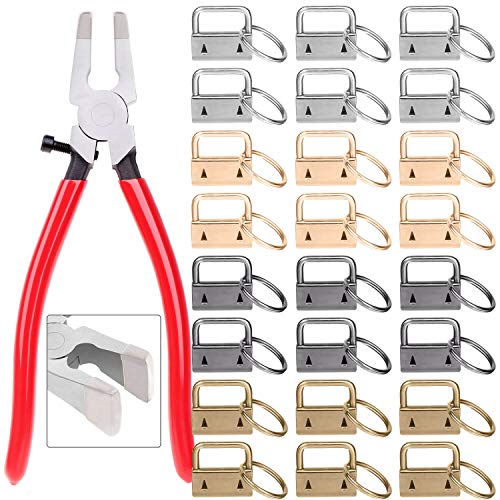 shynek 40pc Key Fob Hardware Set - 1 Inch Keychain Hardware with Pliers for Wristlet, Lanyard & Key Chain Making Supplies - Image 1