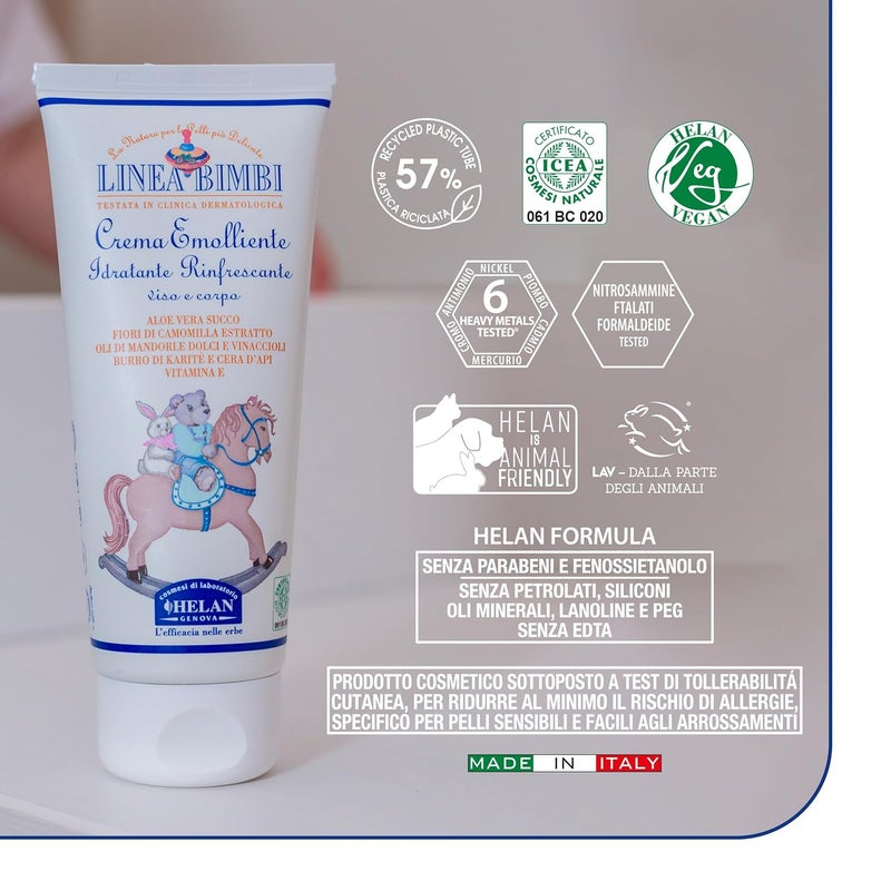 Helan Linea Bimbi Soothing Baby Lotion for Face  Body with Vitamin E Aloe Vera  Beeswax Moisturizing  Refreshing Baby Cream for Delicate Skin Baby Essentials for Newborn Made in Italy 100fl oz - Image 5