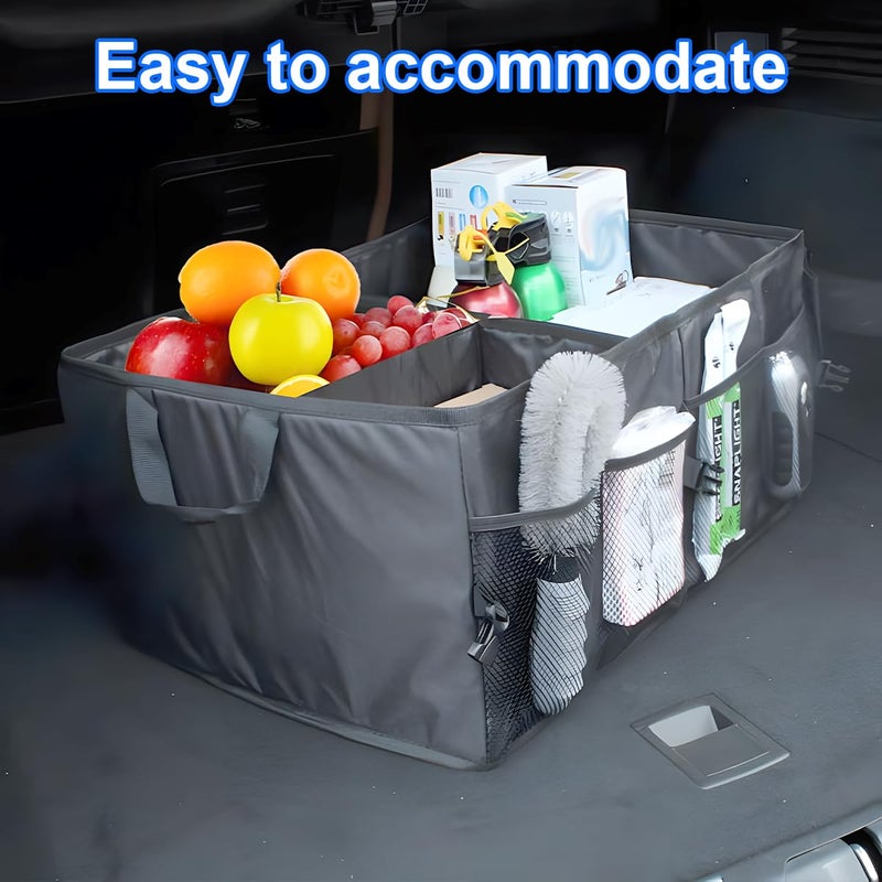 Mandark Car Trunk Organizer, Collapsible Multi Compartment Vehicle Storage Box, Waterproof Adjustable Automotive Organization Container Accessories, Universal for SUV, Sedan, Truck (Black) - Image 5