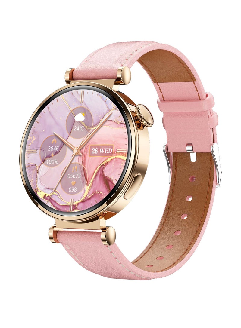 GULFLINK 2024 New Ladies Watch Smart Amoled Screen IP68 Waterproof GT4 Mini Women Smart Watch- Pink and Brown - Image 1