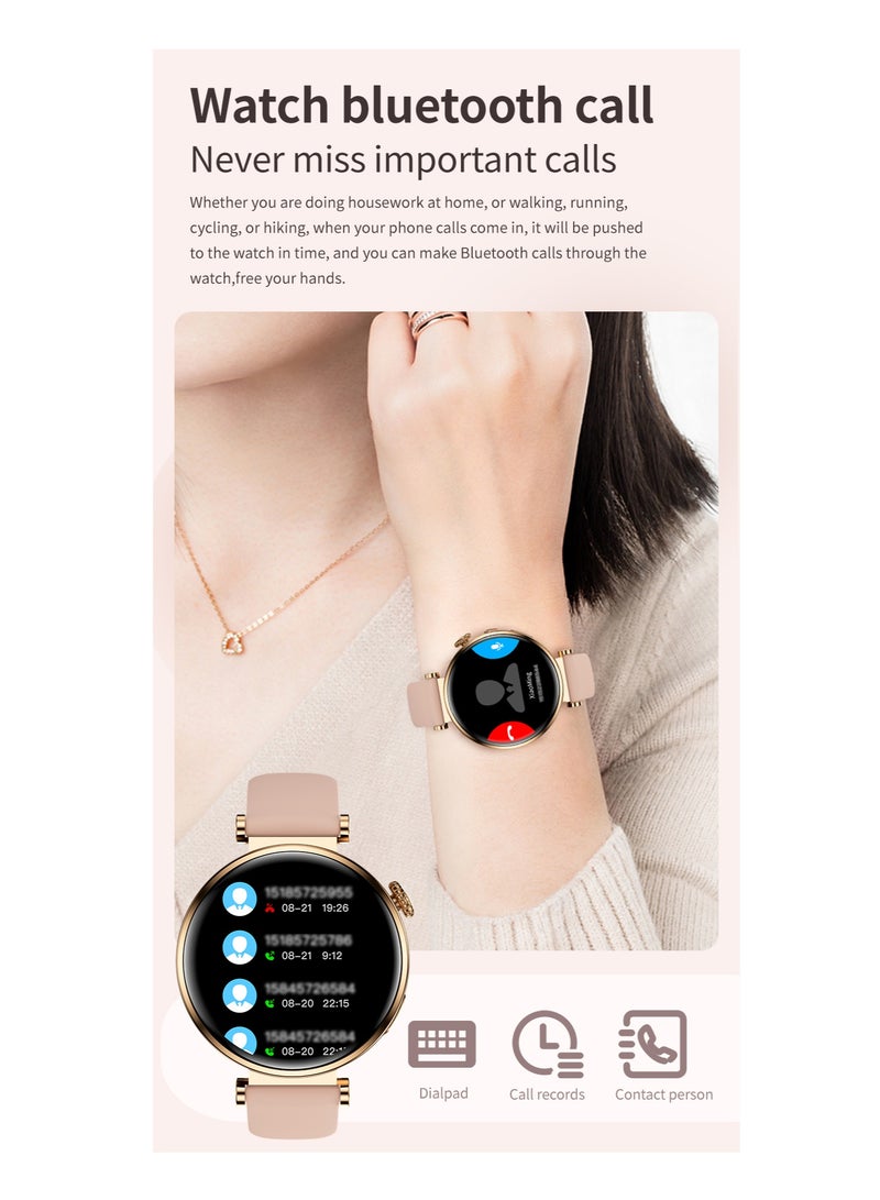 GULFLINK 2024 New Ladies Watch Smart Amoled Screen IP68 Waterproof GT4 Mini Women Smart Watch- Pink and Brown - Image 4