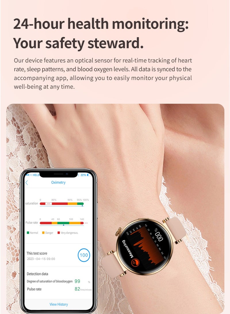 GULFLINK 2024 New Ladies Watch Smart Amoled Screen IP68 Waterproof GT4 Mini Women Smart Watch- Pink and Brown - Image 5
