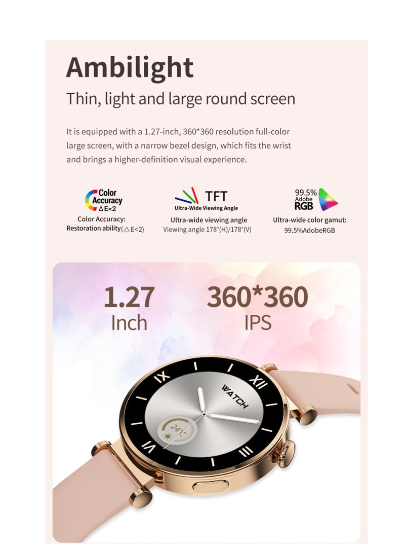 GULFLINK 2024 New Ladies Watch Smart Amoled Screen IP68 Waterproof GT4 Mini Women Smart Watch- Pink and Brown - Image 2
