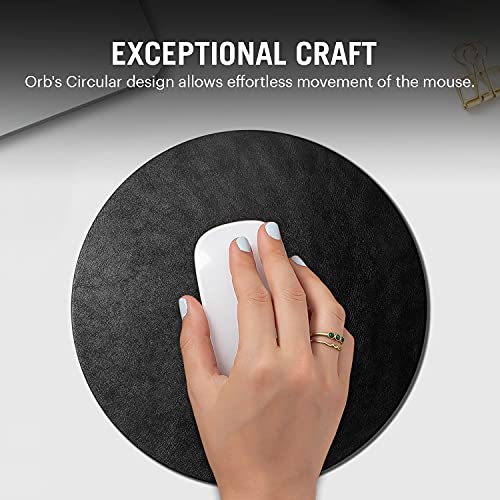 DailyObjects Vegan Leather Black Round Desk Tray Organiser|Orb Black Mouse Pad Extended For Laptop,For Pc,And Wireless Mouse,Large Vegan Leather Finish For Home,Office,Gaming-Set Of 2 - Image 5