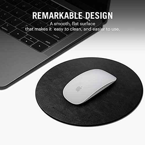 DailyObjects Vegan Leather Black Round Desk Tray Organiser|Orb Black Mouse Pad Extended For Laptop,For Pc,And Wireless Mouse,Large Vegan Leather Finish For Home,Office,Gaming-Set Of 2 - Image 3
