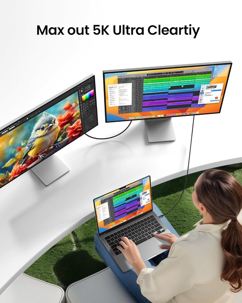 Silkland USB 4 for Long Thunderbolt 4 Cable 16.5FT/5M, 20Gbps Data Transfer, Supports 5K/4K@60Hz, 240W PD 3.1 Charging, USB C Video Cable Compatible for Thunderbolt 3, MacBook, SSD, Docking,VR Headset - Image 4