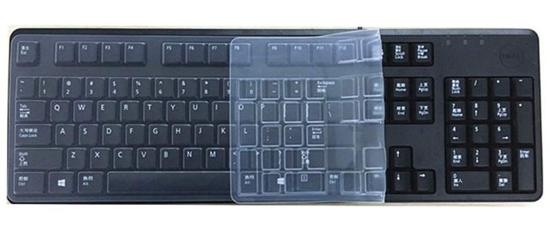 UHamn Clear Anti-Dust Silicone Keyboard Protector Skin Cover Compatible With Dell KB212-B, KB4021, 2GR91, 4G481 Desktop PC Slim USB 104-Key Keyboard (Transparent) - Image 1