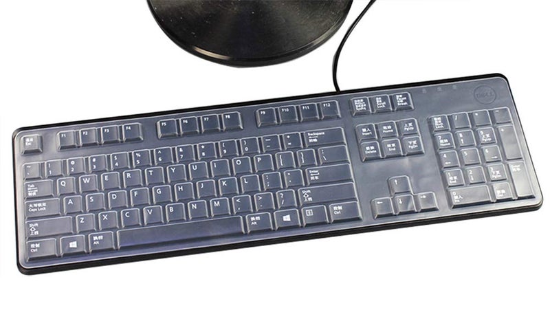 UHamn Clear Anti-Dust Silicone Keyboard Protector Skin Cover Compatible With Dell KB212-B, KB4021, 2GR91, 4G481 Desktop PC Slim USB 104-Key Keyboard (Transparent) - Image 4