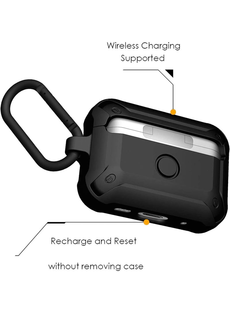 Aulumu A19 AirPods Pro 2 Case [2nd/1st Generation] with Lock • Full-Body Protective Tough Cover with Keychain • Compatible with Apple Airpods Pro(2022/2019) Case • for Men Women, Cool Black - Image 4