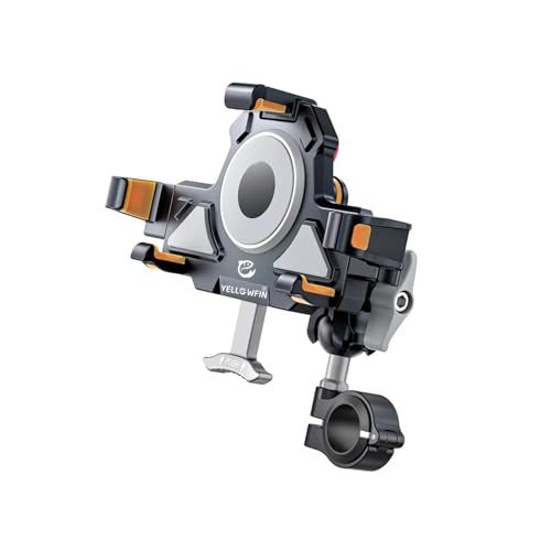 YELLOWFIN Motorcycle Phone Mount ABS | Shockproof Anti-Theft ATV Phone Holder with One-Touch Lock | 720° Rotation | Vibration Dampener | Universal Handlebar Fit for iPhone & Android (LIT-M) - Image 1