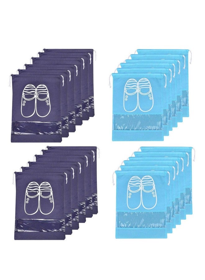 Lify حقائب أحذية السفر من ليفي، حقائب توت أحذية سفر محمولة - منظمات التعبئة للرجال والنساء - أزرق مائي (12 قطعة) + أزرق بحري (12 قطعة) - حزمة ضخمة مكونة من 24 قطعة - Image 1