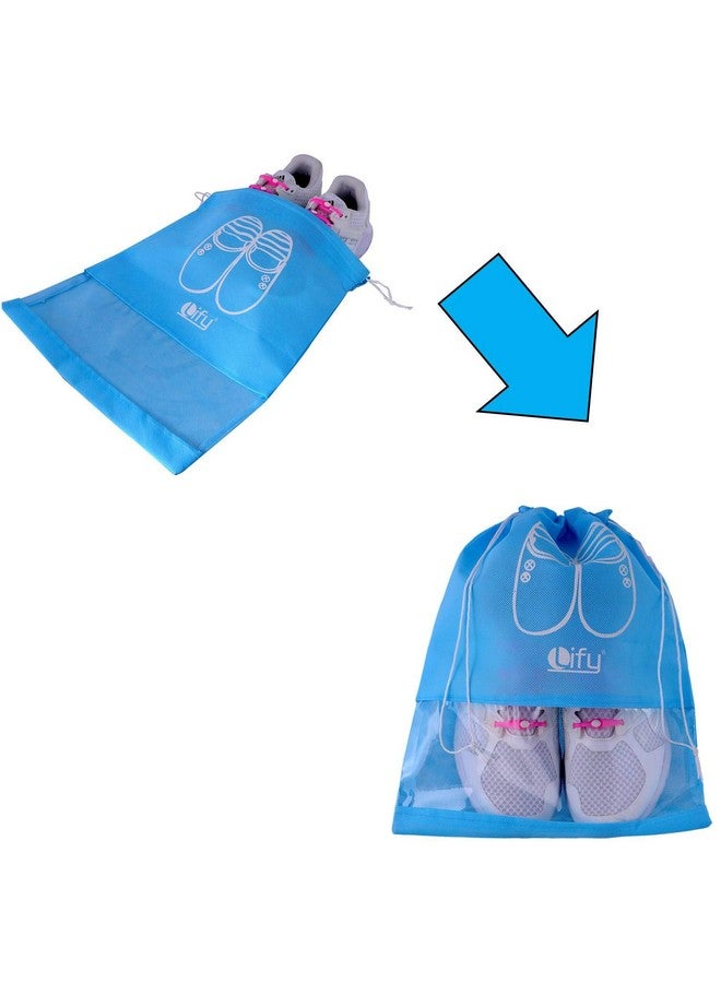 Lify حقائب أحذية السفر من ليفي، حقائب توت أحذية سفر محمولة - منظمات التعبئة للرجال والنساء - أزرق مائي (12 قطعة) + أزرق بحري (12 قطعة) - حزمة ضخمة مكونة من 24 قطعة - Image 2